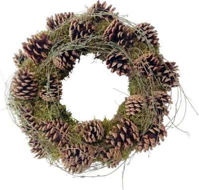 Produktbild von Türkranz Herbstkranz ca.  Ø35 cm Lappenmoos, Schwarzkiefer CreaFlor Home