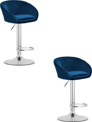 Produktbild von EAST Hocker - marineblauer Samt / Chrombasis x 2