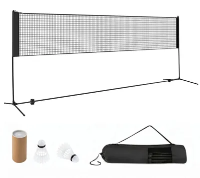 Produktbild von KOMFOTTEU Faltbares Badmintonnetz, Tennisnetz mit höhenverstellbare Höhe, Trainingsnetz mit 2 Badmintonbällen, Tragbares Sportnetz mit Tragetasche für Indoor & Outdoor