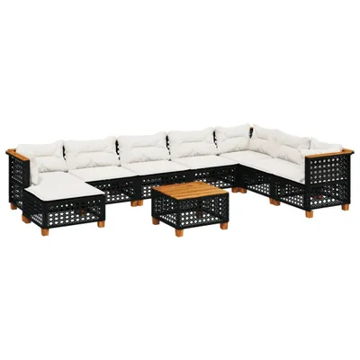 Produktbild von vidaXL 9-tlg. Garten-Sofagarnitur mit Kissen Schwarz Poly Rattan