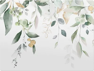 Produktbild von Aquarellzusammensetzung Von Blättern – Bodenschutzmatte – Rutschfest – Schutzmatte für Büro – Vinylmatte – Stuhlunterlage  – 120 x 90 cm