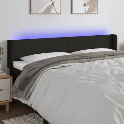 Produktbild von The Living Store LED Kopfteil Schwarz 163x16x78/88 cm Stoff