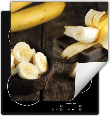 Produktbild von DarHaus Herdabdeckplatte 50x52 cm Anti Rutsch Matte Aufrollbar, Bananen - Holz