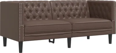Produktbild von vidaXL Chesterfield-Sofa 2-Sitzer Braun Kunstleder