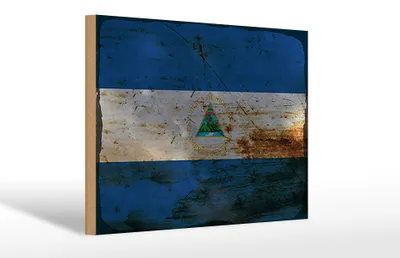Produktbild von Holzschild Flagge Nicaragua 30x20cm Flag Nicaragua Rost