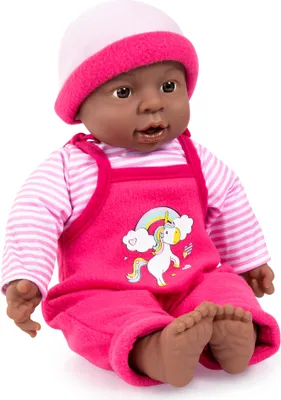 Obrázok produktu pre Bayer Design 94001AI Funkčná bábika, detská bábika Brooky Girl, dievčatko, 12 detských zvukov, 40 cm, tmavá pleť, s prstienkami, mäkké telo