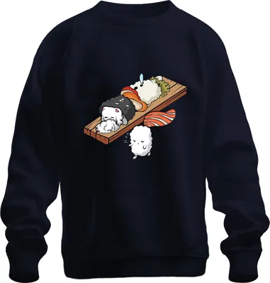 Immagine prodotto di Kawaii Sushi Cute Onigiri Nigiri Cat Cartoon Japan Anime Unisex Felpa Pullover, Navy, XXL