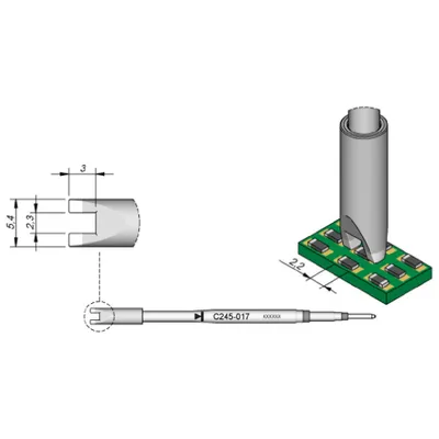 Produktbild von JBC SMD-Entlötspitze Serie C245, C245017/2,3 mm, für Chip-Komponenten C245017