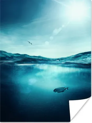 Produktbild von MuchoWow® Poster Meer - Fisch - Blau 120x160 cm - Wandbilder