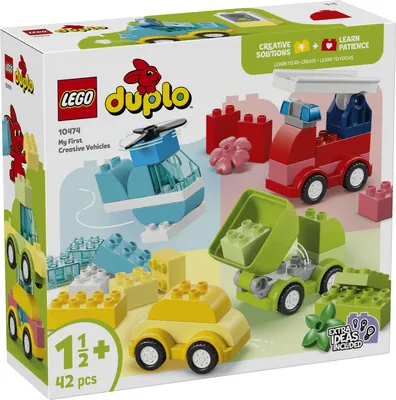 Produktbild von LEGO DUPLO Kreative Fahrzeuge - Lernspielzeug zum Sortieren für Kleinkinder - Autos und Lastwagen - Spielset für Feinmotorik - Geschenk für Babys, Jungen und Mädchen ab 1 Jahr - 10474
