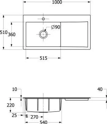 Produktbild von Villeroy & Boch 336202R8 EB-SP Subway Style 60 1000x510mm