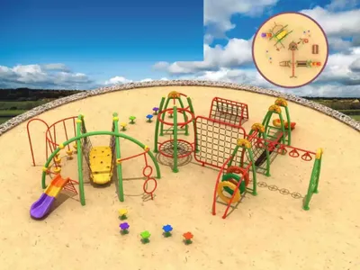 Produktbild von Kinderrutsche aus Kunststoff Bunter Kletterwände für Kinder Outdoor