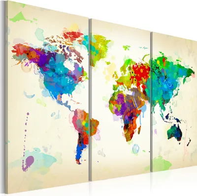 Produktbild von Modernes Wandbild 020113- 252 (120x80) - 3 Teilig Bilder Fotografie auf Vlies Leinwand Foto Bild Dekoration Wand Bilder Kunstdruck Weltkarte
