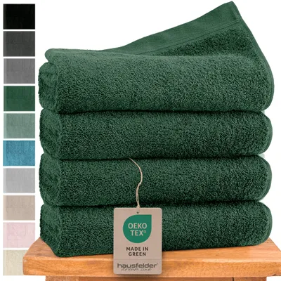 Produktbild von Hausfelder Handtücher Premium Handtuch Set (Dunkelgrün, 4 Handtücher 50x100cm), KI-generiertes Bild