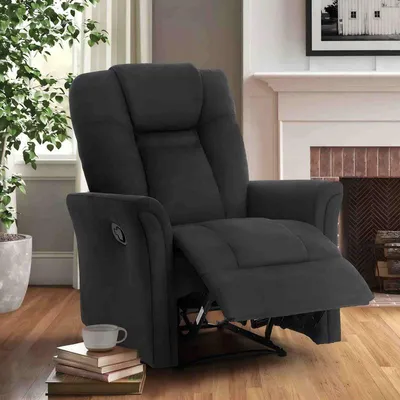 Produktbild von Happy Home Relaxsessel gepolstert und verstellbar Dunkelgrau für Wohnzimmer Schlafzimmer Büro