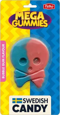 Produktbild von Felko Mega Gummies Swedish Skull – Bubble Gum 120g