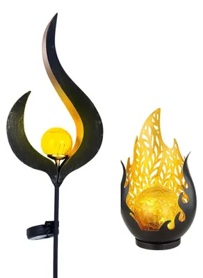 Produktbild von 2er Set LED Solarleuchte, Metall Glas, schwarz, gold,