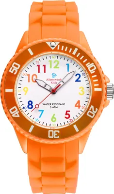 Produktbild von Alienwork Kids Lernuhr Kinderuhr MŠdchen Uhrzeit lernen Orange Silikon-Armband Mehrfarbig Kinder-Uhr Wasserdicht 5 ATM Zeit Lernen