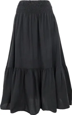 Produktbild von Boho Stufenrock, Maxirock, Weiter Sommerrock - Schwarz, Damen, Baumwolle, Größe: S