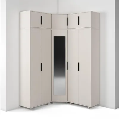 Produktbild von Eckschrank Napoli Version 10, Kleiderschrank mit Spiegel, Cashmere