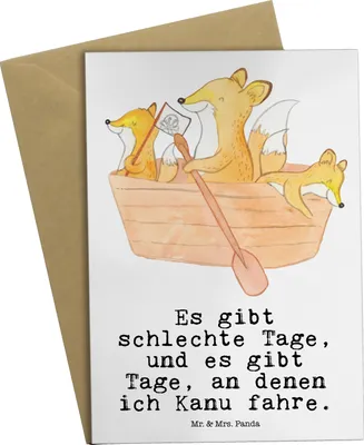 Produktbild von Mr. & Mrs. Panda Glückwunschkarte Fuchs Kanufahren - Weiß - Geschenk, Kanu fahren, Grußkarte, weihnachtskarten, Grußkarten, einladungskarten, hochzeitskarten, Kanutour