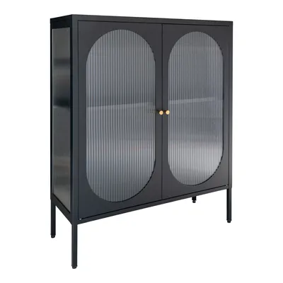 Image de Adelaide Armoire vitrine basse, 2 portes vitrées, noir.