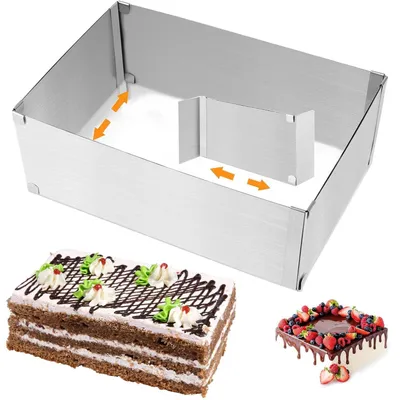 Obrázok produktu pre Omgoods – Nastaviteľný obdĺžnikový rám na pečenie s deličom na torty a pizzu