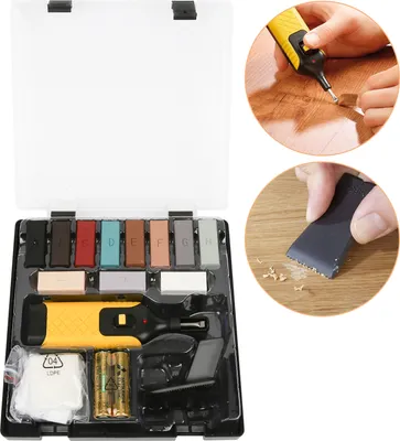 Produktbild von Hengda Reparatur-Set Fliesen & Steinböden 17tlg. Bodenreparatur inkl. Wachsschmelzer Steingut Blumentöpfe Oberflächen aus Keramik zum Ausbessern