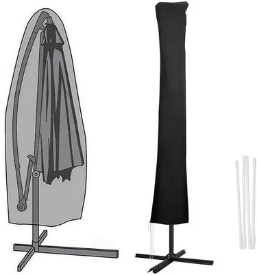 Image de Housse pour parasol de 190 cm avec mât – Housse de protection imperméable avec fermeture éclair pour parasols de Ø 1 à 3 m, résistante aux UV