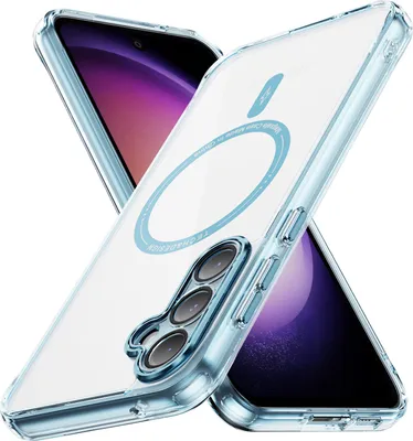 Image de Etui magnétique transparent pour Samsung Galaxy S23 FE, compatible MagSafe, étui de protection antichoc hybride Bleu