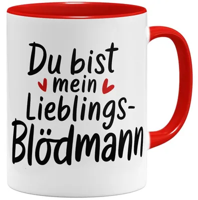 Kaffeetasse 325 ml rot - Du bist mein Lieblingsblödmann