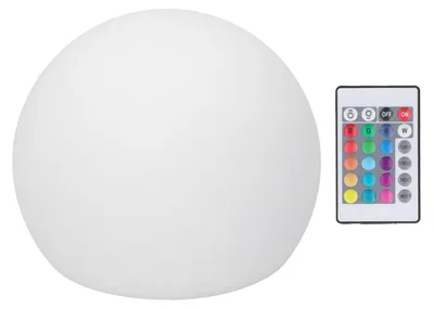Zdjęcie produktu dla Lampa kulista LED, RGBW, lampa kulista, oświetlenie nocne, 16 kolorów, z regulacją jasności, 4 tryby, pilot z 24 przyciskami, 12 x 12 cm