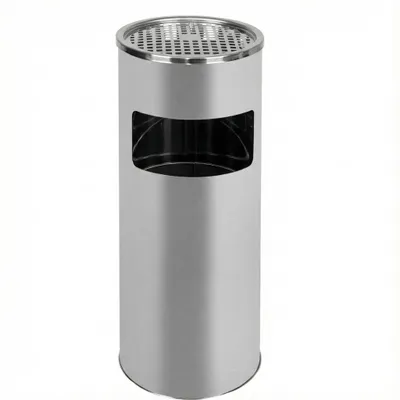 Produktbild von CAMPALO Standaschenbecher für draußen Restaurant Hotel Mülleimer mit Aschenbecher Abfalleimer mit Inneneimer 62 cm Silber Aschenbecher für draußen