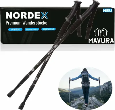 Image de NORDEX Bâtons de randonnée Bâtons de trekking Télescopiques Nordic Walking ultra-légers Aluminium