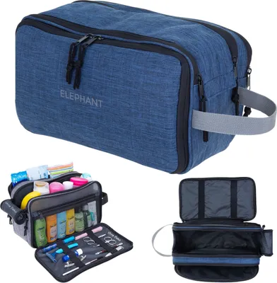 Produktbild von Kulturbeutel Kulturtasche gross viele Fächer Kosmetiktasche gross Reise Sauna Sport Freizeit Tasche Elephant Travel Washbag XL 13028 Blau Schwarz