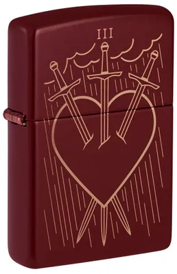 Immagine prodotto di Accendino antivento Zippo Merlot Heart Swords Tre di Spade incisione laser metallo