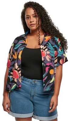 Productafbeelding van Dameshemd Urban Classics, model "Ladies Viscose Resort Shirt", kleur zwart, maat L