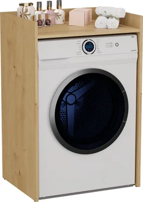 Produktbild von Waschmaschinenschrank in Artisan Eiche mit Regal, 64 cm x 97,5 cm x 50 cm, Badezimmerregal, Säule, Badezimmermöbel, Badezimmerregal, Badezimmerschrank