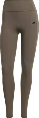 Image de Legging de sport femme adidas Optime, longueur totale, couleur vert olive, taille L