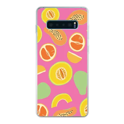 Produktbild von MuchoWow® Handyhülle Schutzhülle Hülle für Samsung Galaxy S10 Plus Obst - Muster - Rosa Silikon Softcase Handy Hülle - Schutzhülle