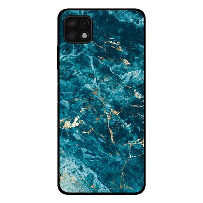 Productafbeelding van Smartphonica telefoonhoesje voor Samsung Galaxy A22 5G met marmerprint - TPU achterkant, marmerdesign - Blauw
