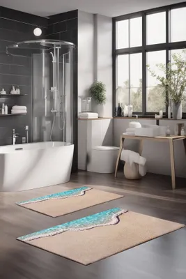 Imagen del producto de Mijolnir, CT-5206, Multicolor, Juego de dos alfombrillas de baño, 100% poliéster, 60 x 100 cm