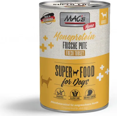 Produktbild von MAC's DOG - Monoprotein Dose 6x400g  |  Mono Pute