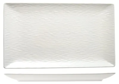 Produktbild von H&h 6er Set Steingut Teller gewellt weiß rechteckig 25x15cm