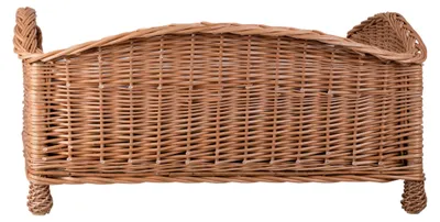 Produktbild von Erivia Weidenkorb für Hunde und Katzen mit grauem Kissen und niedrigem Einstieg TheWickerStories