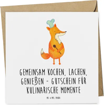 Produktbild von Mr. & Mrs. Panda Gutschein Kochkurs Erlebnisse - Weiß - Geschenk, Rezepte, Einkaufsgutschein, kreative Küche, Gutscheinkarte, perfekte Wahl, Karte, Geschenkgutschein