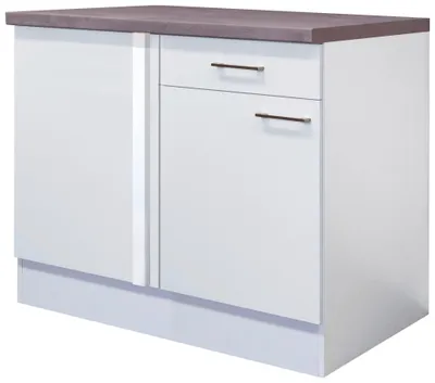 Produktbild von Flex Well Eckunterschrank Varo BxTxH 110 x 60 x 86 cm weiß matt zerlegt Anschlag reversibel 00010981