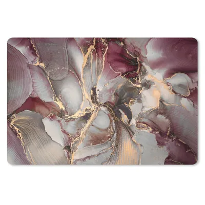 Obrázok produktu pre Podložka pod myš - Zlatá - mramorová - fialová - 60x40cm - Rohožka pod myš