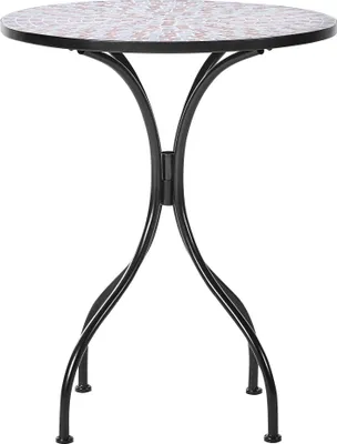 Obrázek produktu pro BELIANI Zahradní bistro stůl černý kovový železný kulatý 60 cm mozaikový vzor vintage styl venkovní nábytek