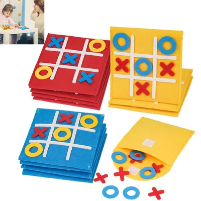 Produktbild von Tic-Tac-Toe Spiel,16 bunte Filz-Mini-Spielsteine,farbenfrohes Tic-Tac-Toe für Kinder,Geschenk für Geburtstag,Kinderfest,Schule und Party,Lernspielzeug